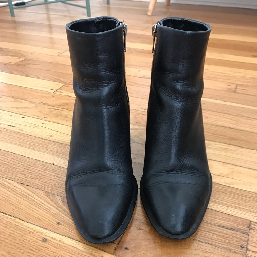 Black leather ankle boots